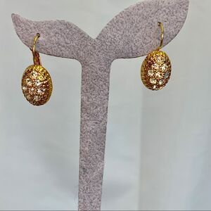 Gold dangling rhinestone embellished earrings